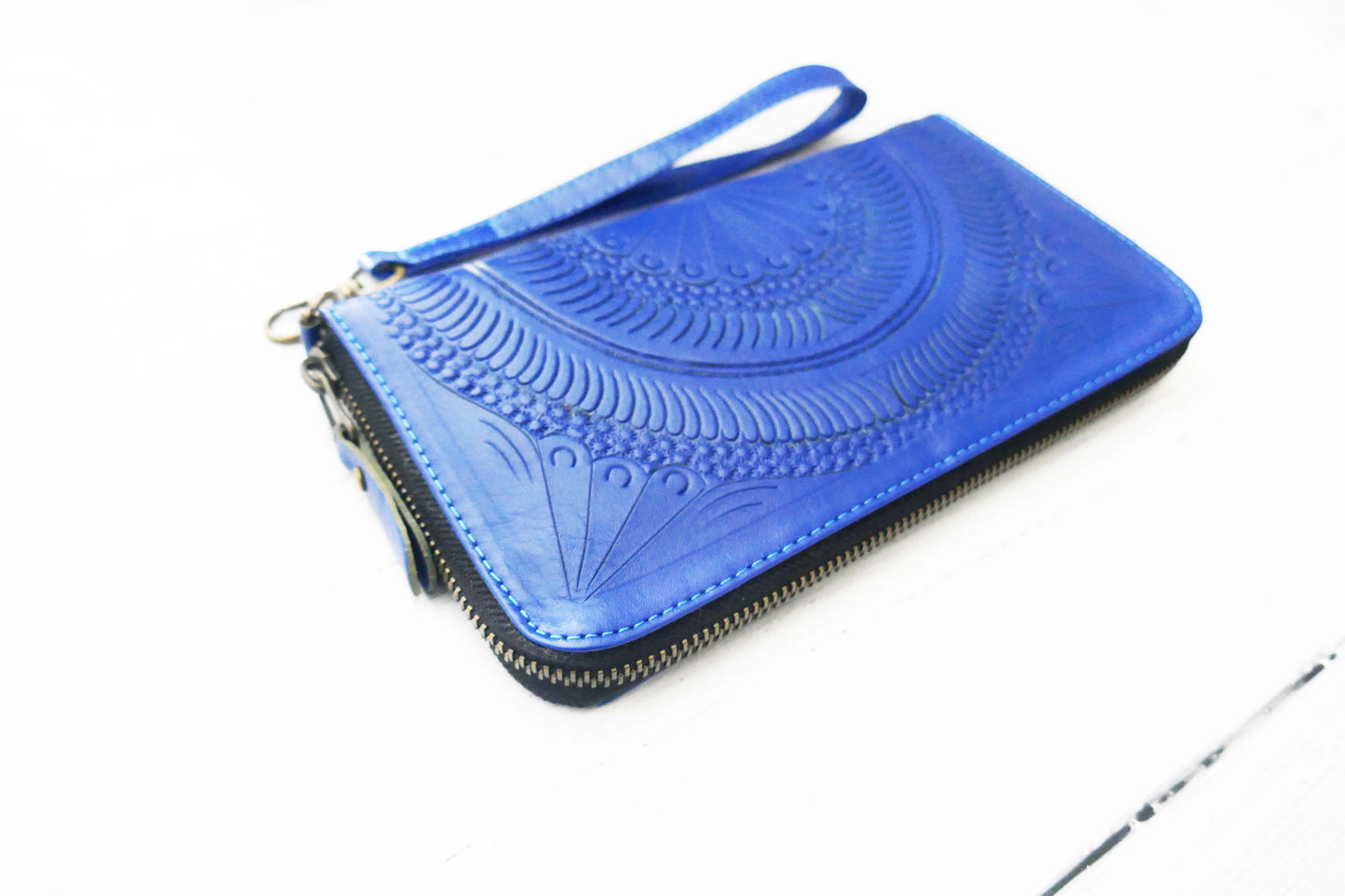 Blue Mandala Zip Around Wallet