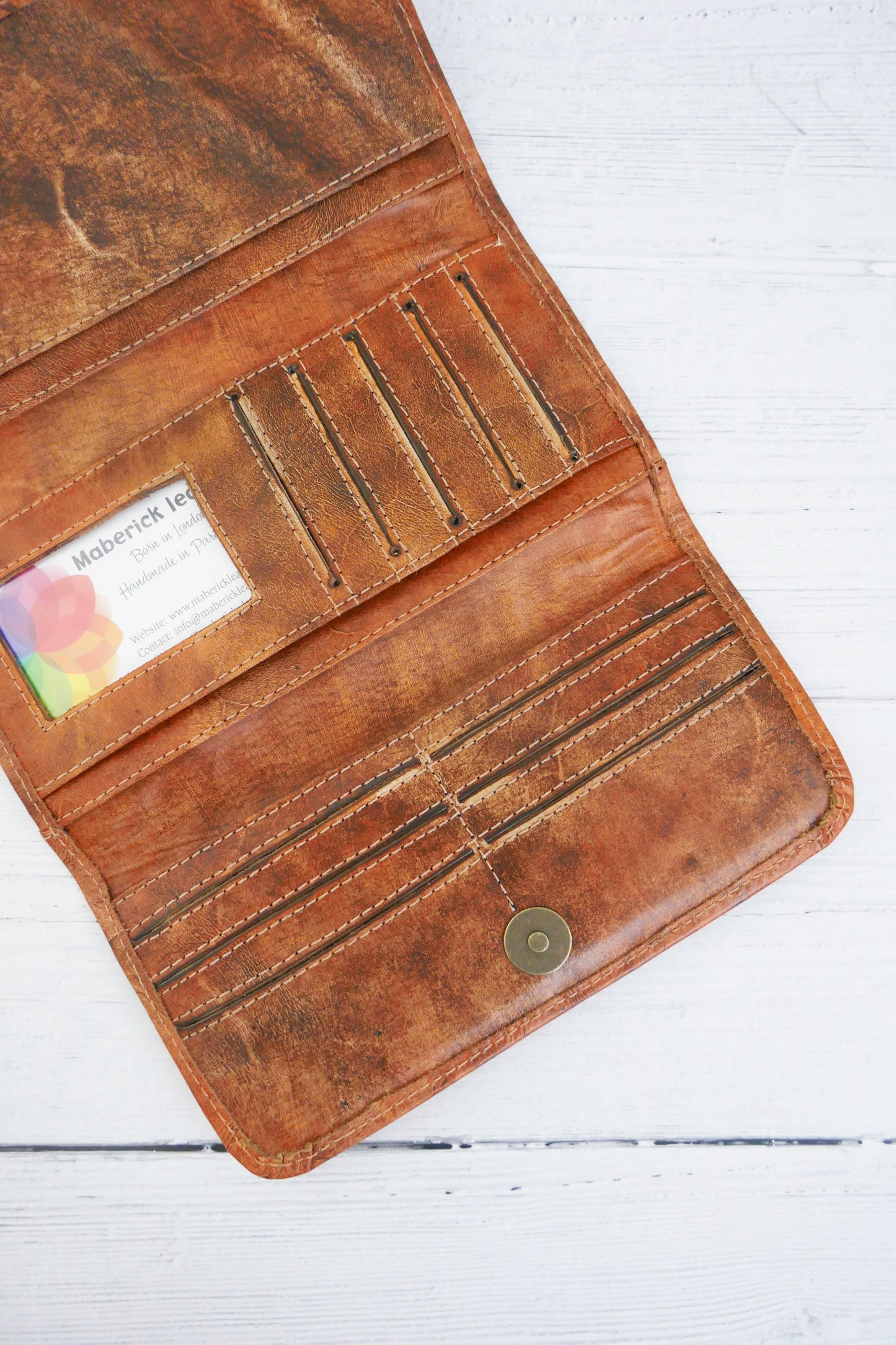 Brick Floral Trifold Leather Wallet
