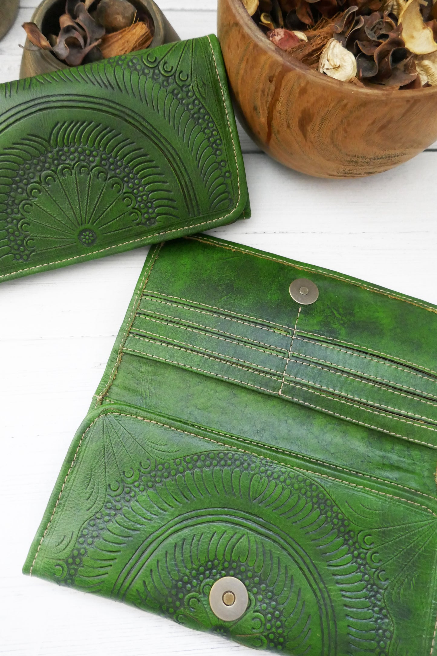 Green Mandala Trifold Wallet