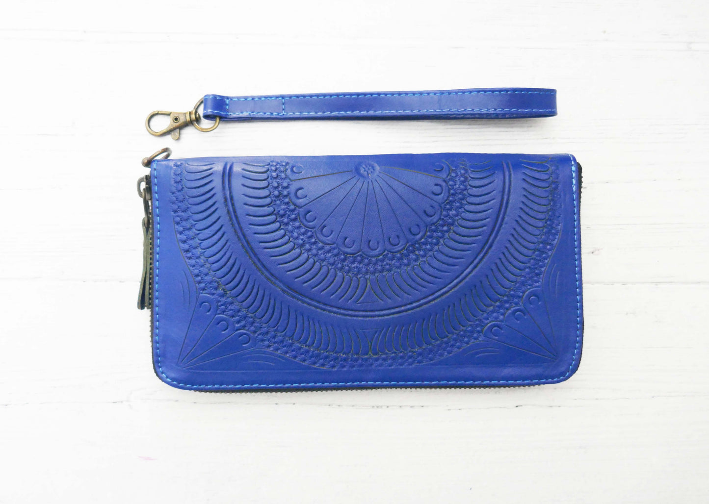 Blue Mandala Zip Around Wallet