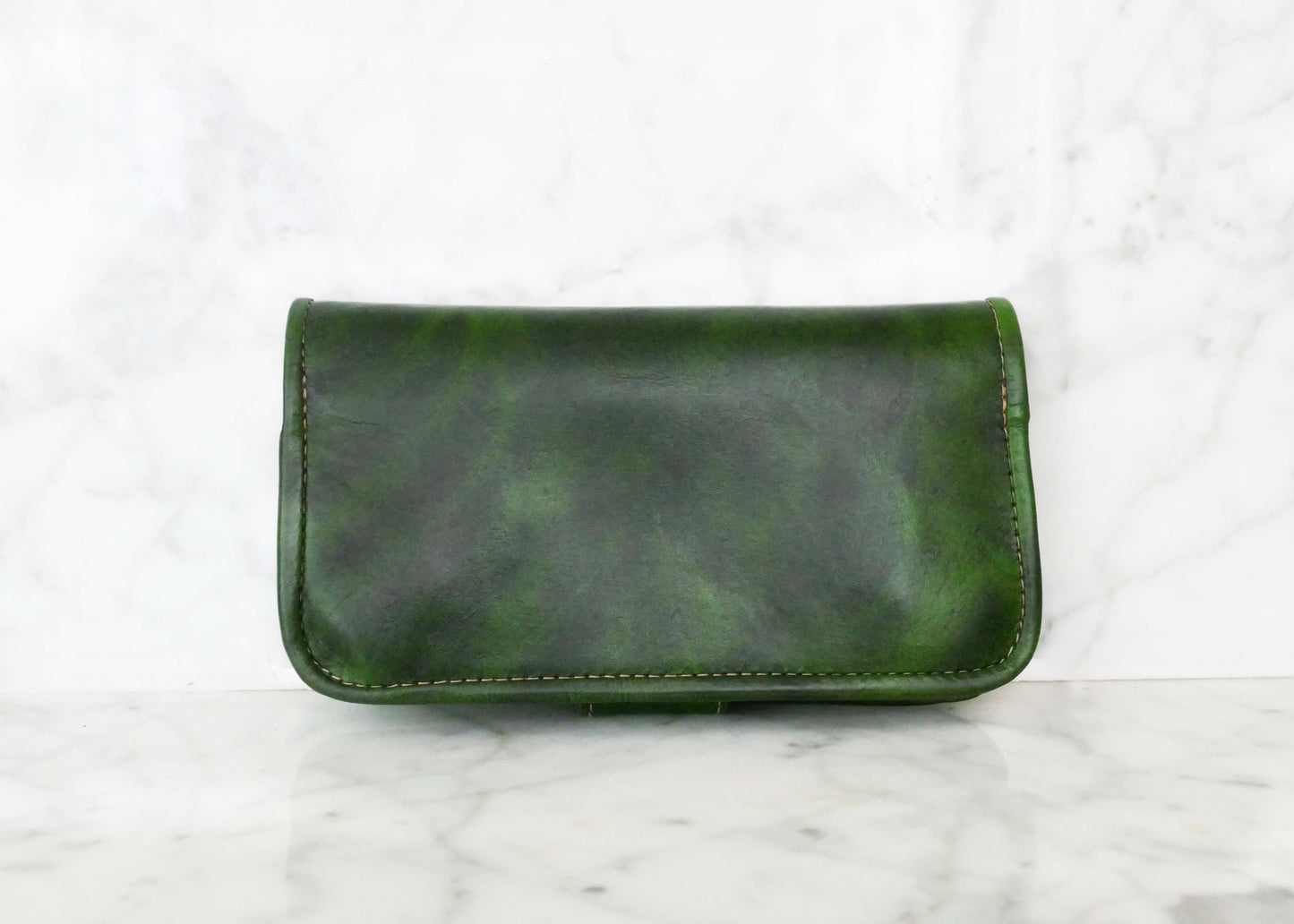 Green Mandala Bifold Leather Wallet