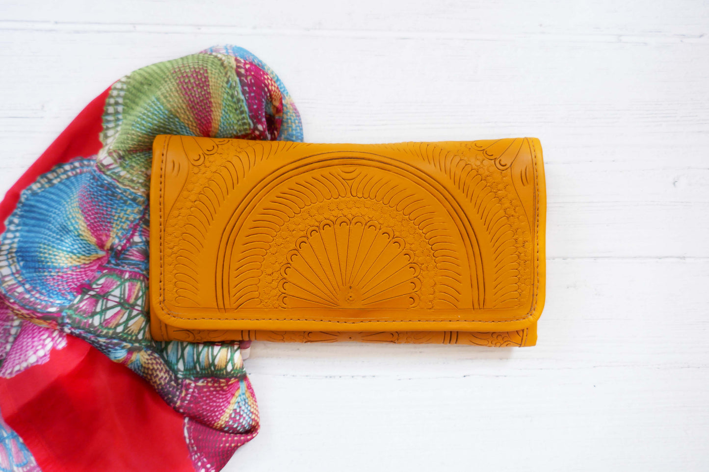 Orange Mandala Trifold Wallet