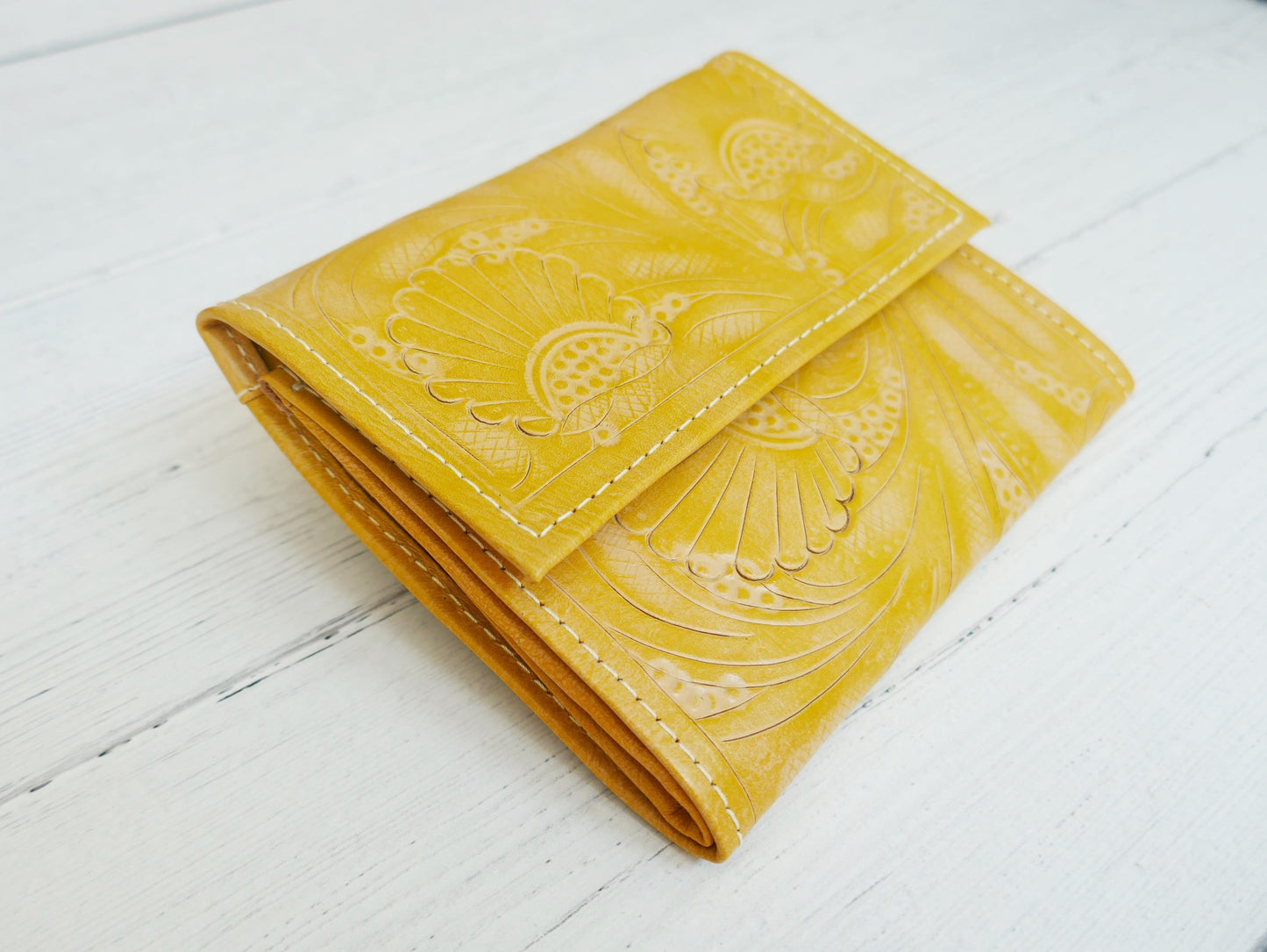 Yellow Trifold Leather Wallet