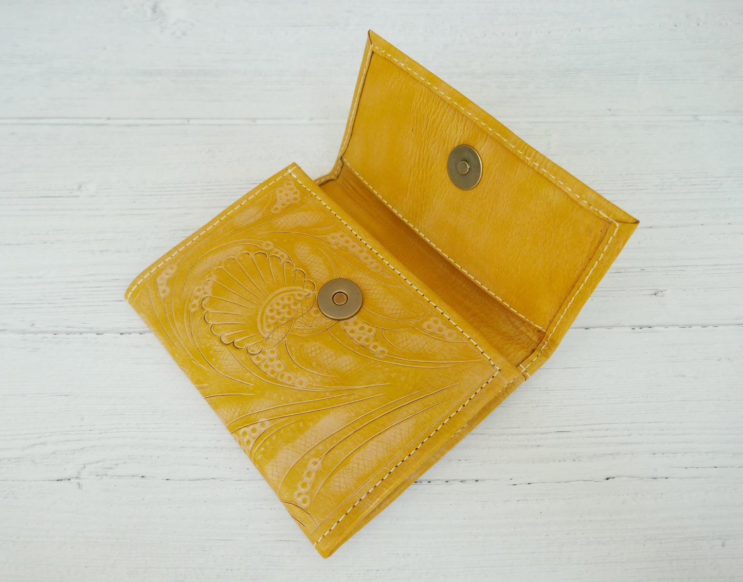 Yellow Trifold Leather Wallet