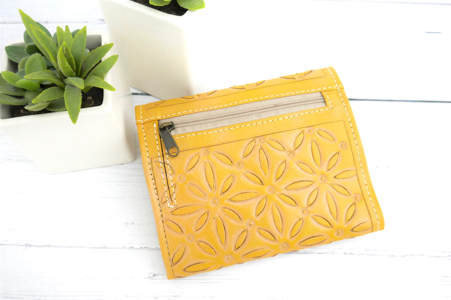Yellow Jazmin Floral Trifold Wallet