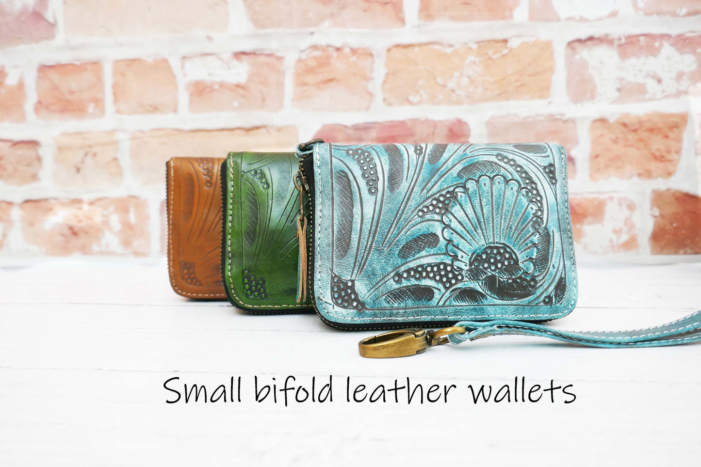 Small Green Zip Around Wallet