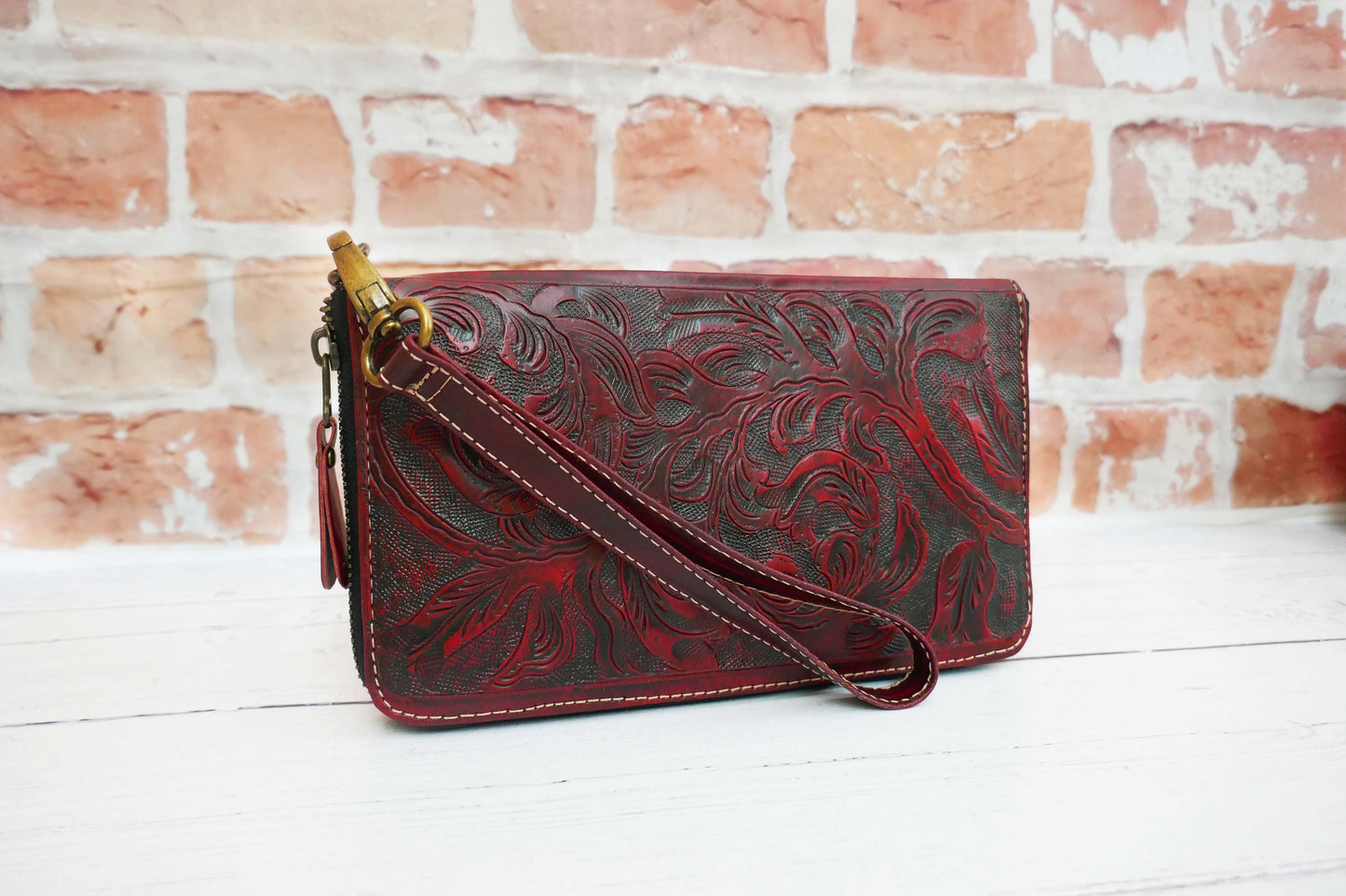 Red Sheridan Zip Around Wallet