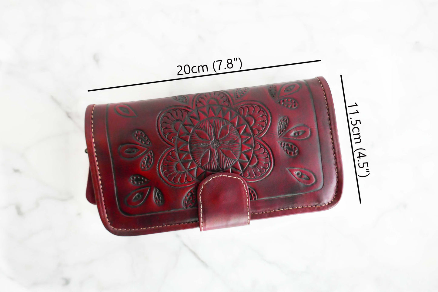 Grey Mandala Bifold Leather Wallet