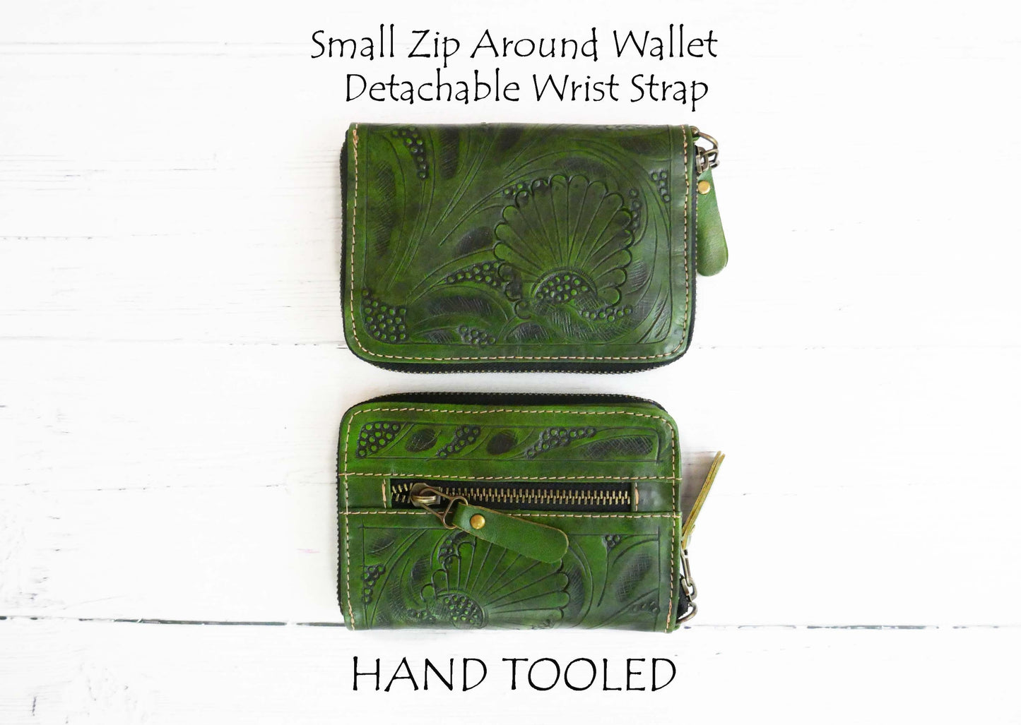 Small Green Zip Around Wallet