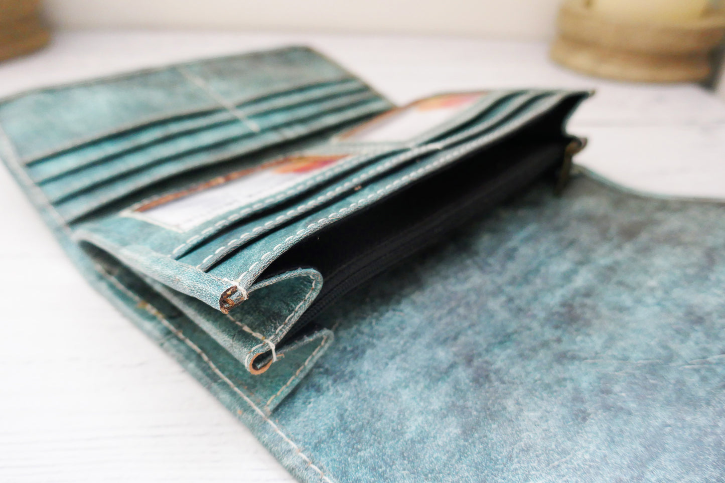 Green Turquoise Trifold Wallet
