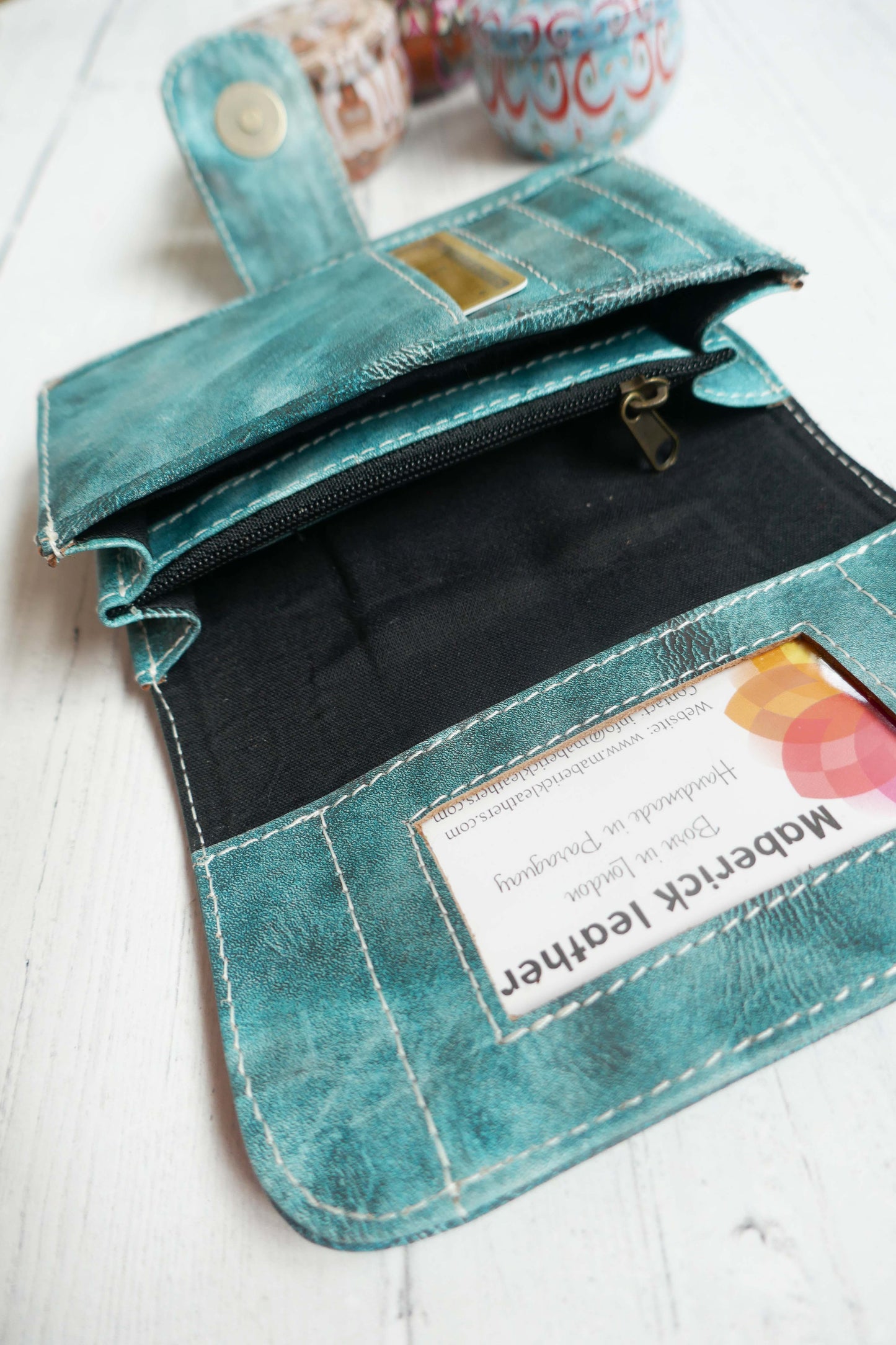 Green Turquoise Bifold Small Wallet