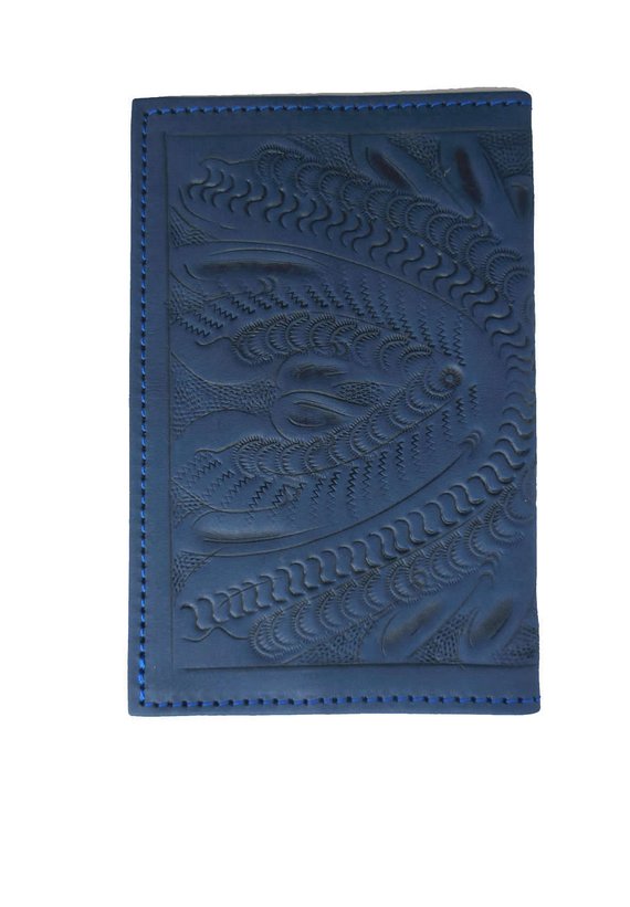 Blue Leather Passport Holder