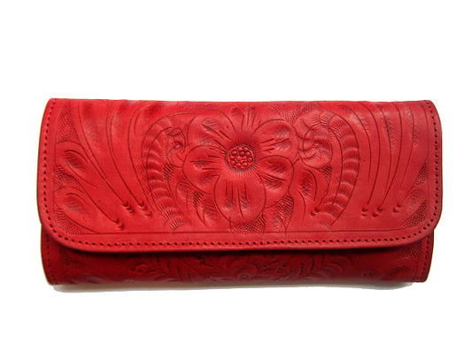 Red Trifold Wallet for Women